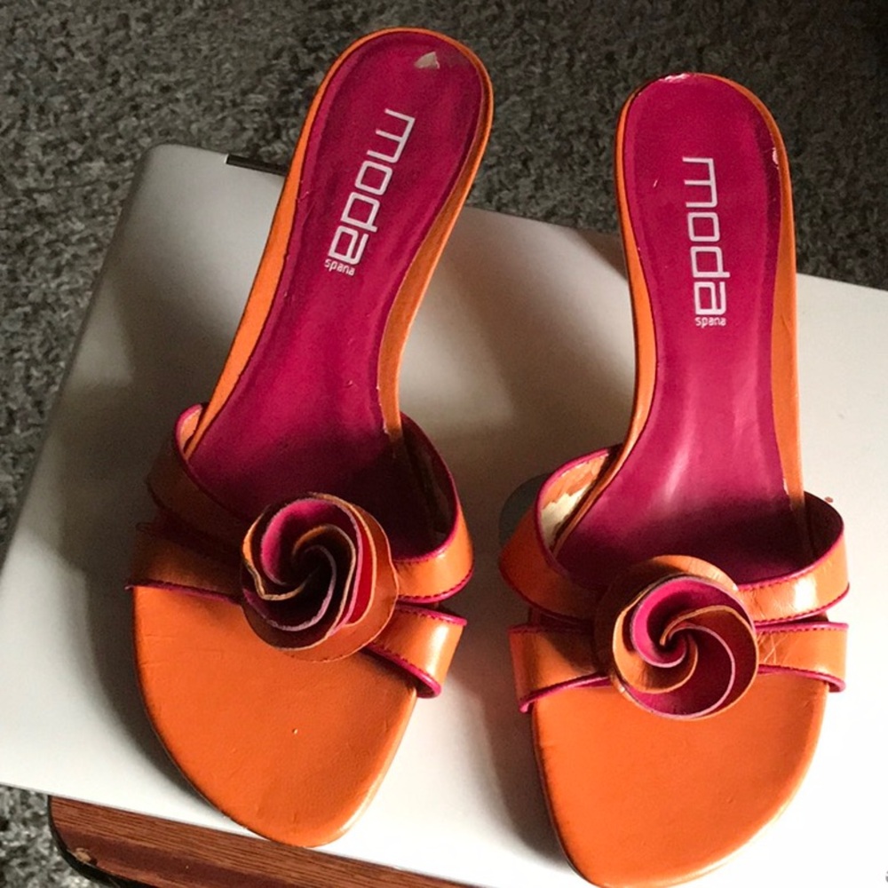 Moda Women's Orange Slide Sandals